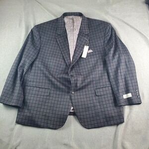 OAK HILL Sport Coat 3XL Charcoal Check Blazer Lined 2 Buttons Stretch Blazer New